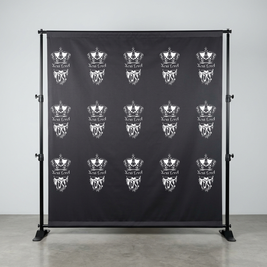 Next Level Barbershop Step & Repeat Wall