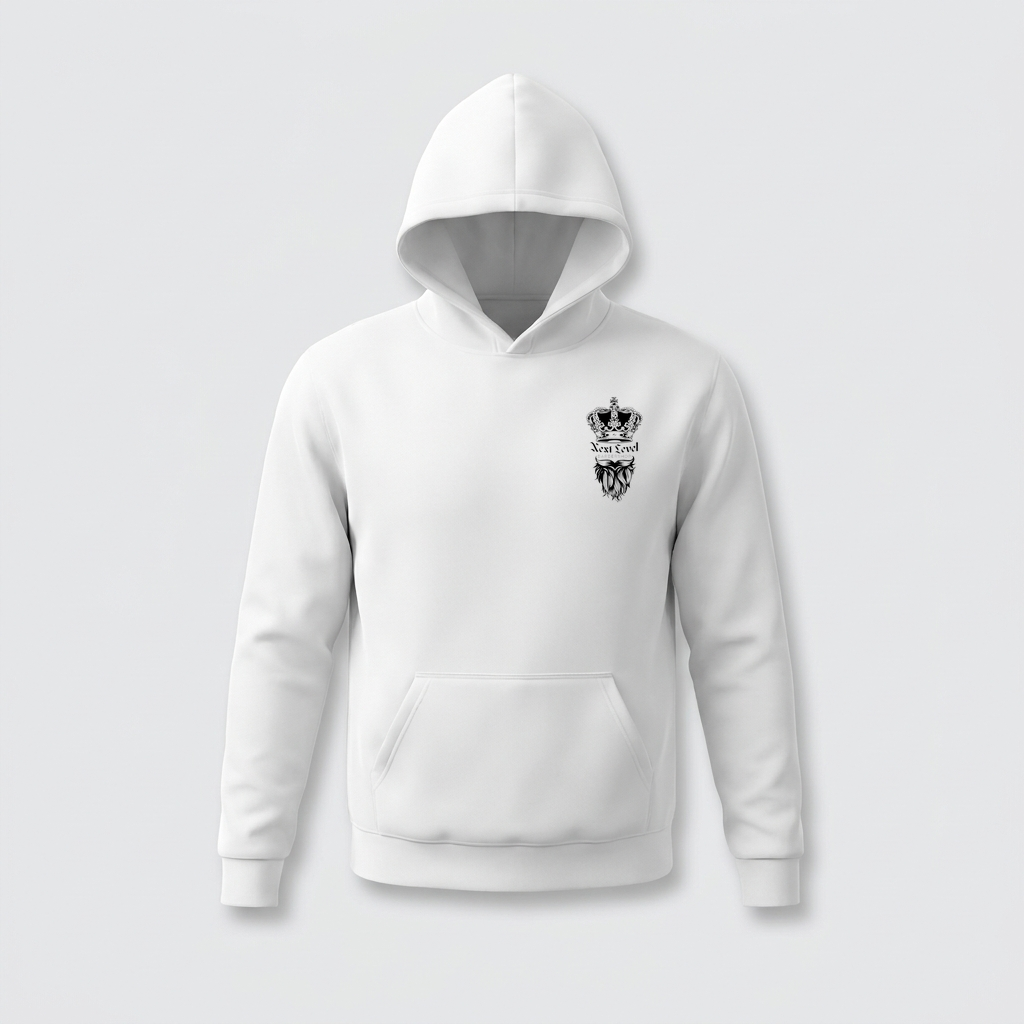 Next Level Barbershop White Hoodie front
