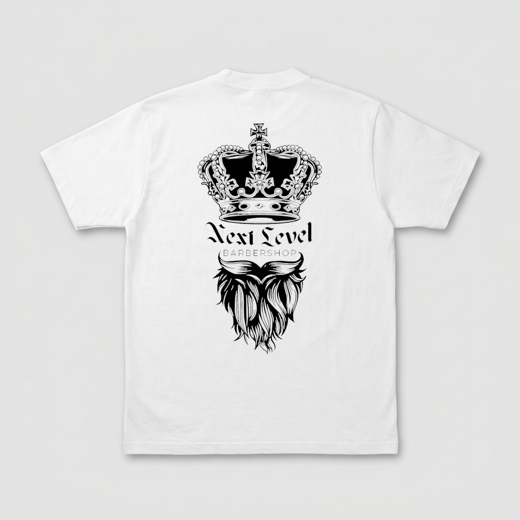 Next Level Barbershop White Tee back